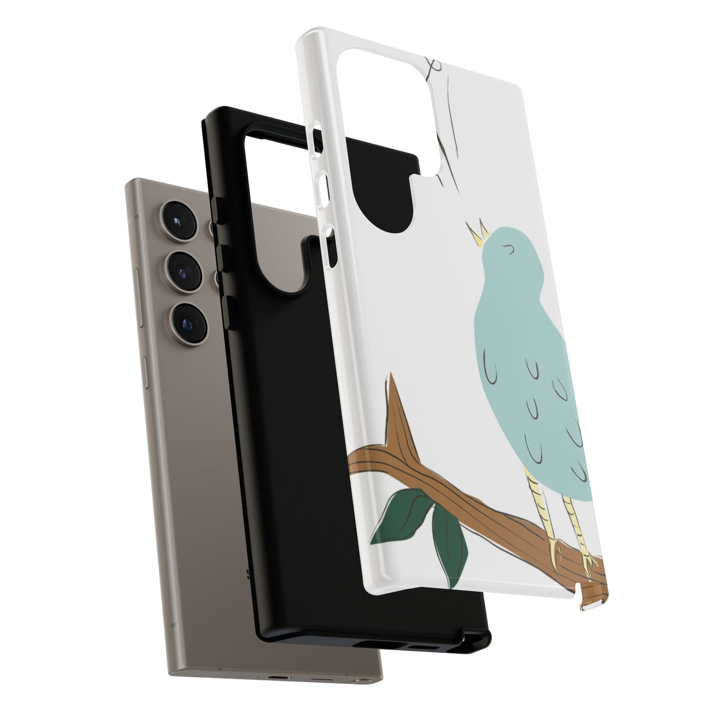 Birdsong Phone Case — Cute Blue Bird on Branch Protective Case