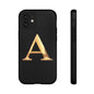 Custom Phone Case with Gold Letter A, Monogrammed Gift, Tough Protective Case, Personalized Phone Accessory, Unique Phone Cover