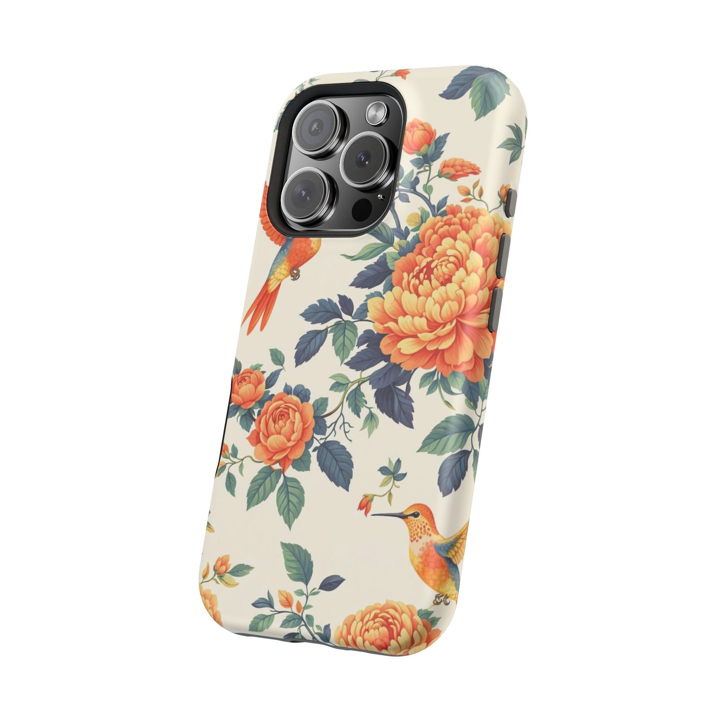 Floral Hummingbird Magnetic Phone Case — Impact-Resistant Protective Cover