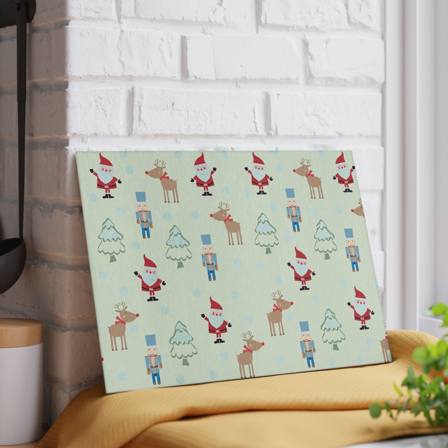 Festive Holiday Glass Cutting Board, Christmas Kitchen Decor, Seasonal Cooking Gift, Merry & Bright Kitchenware, Unique Holiday Tableware