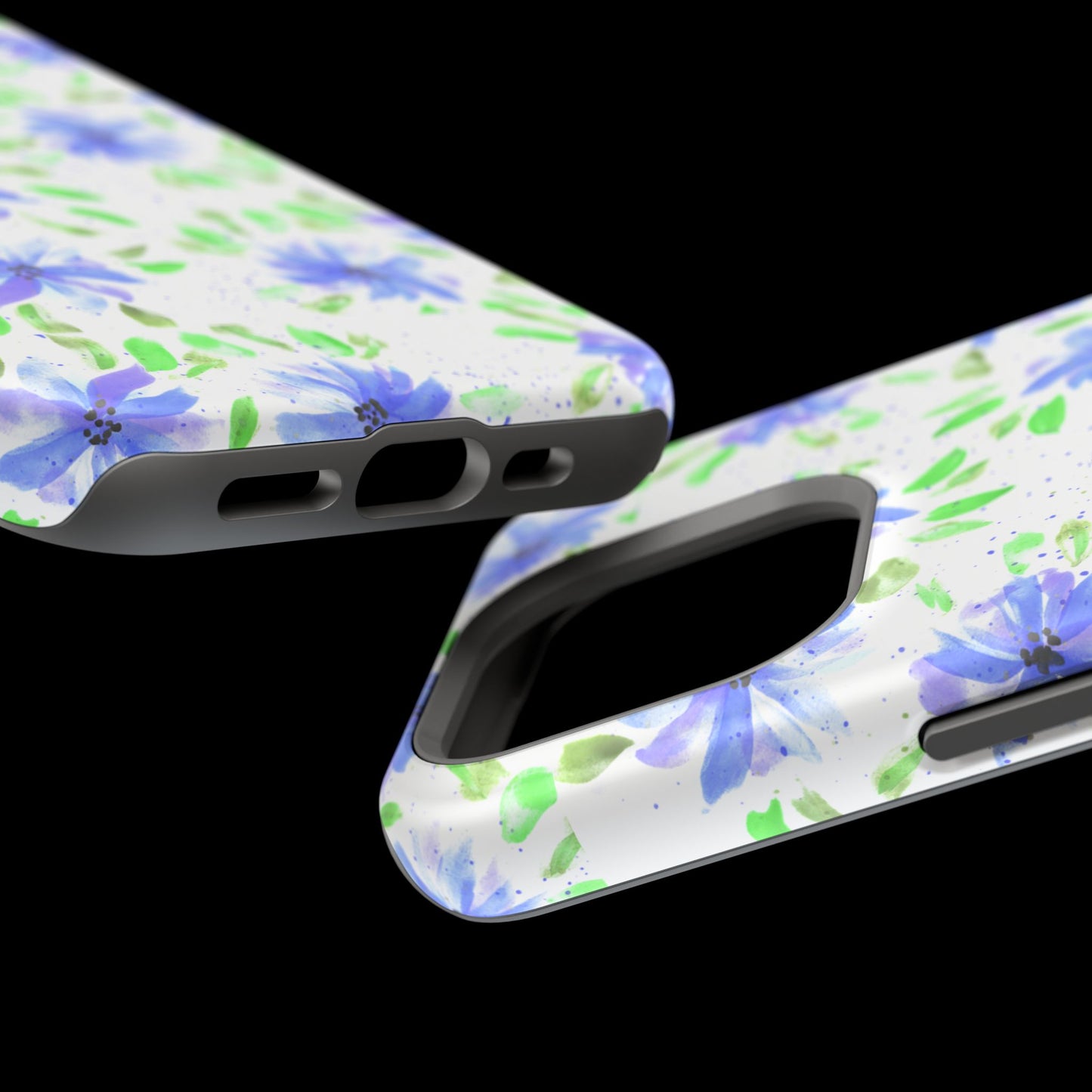 Floral Blue Watercolor Phone Case — Magnetic Impact-Resistant