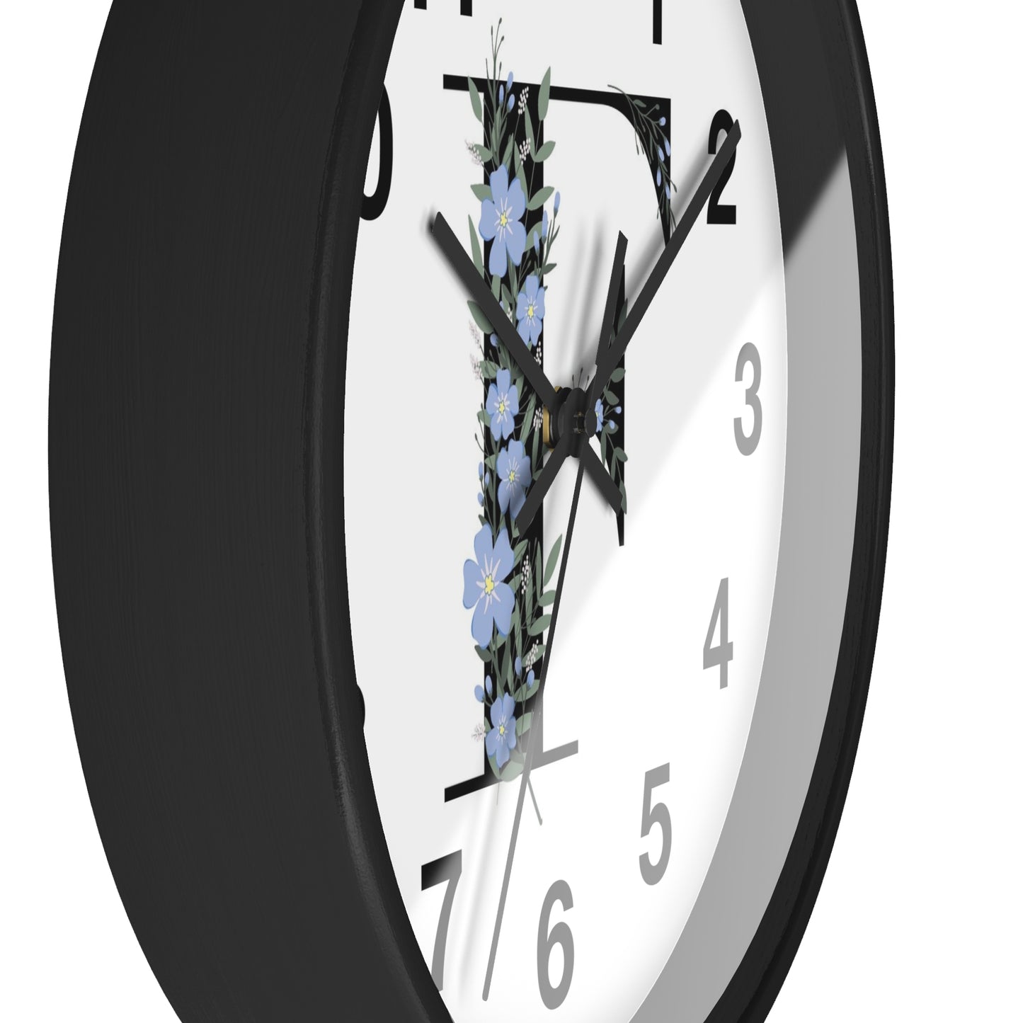 Personalized Floral Initial Wall Clock - Beautiful Home Decor, Gift for Her, Wedding, Housewarming, Mother's Day, Custom Timepiece