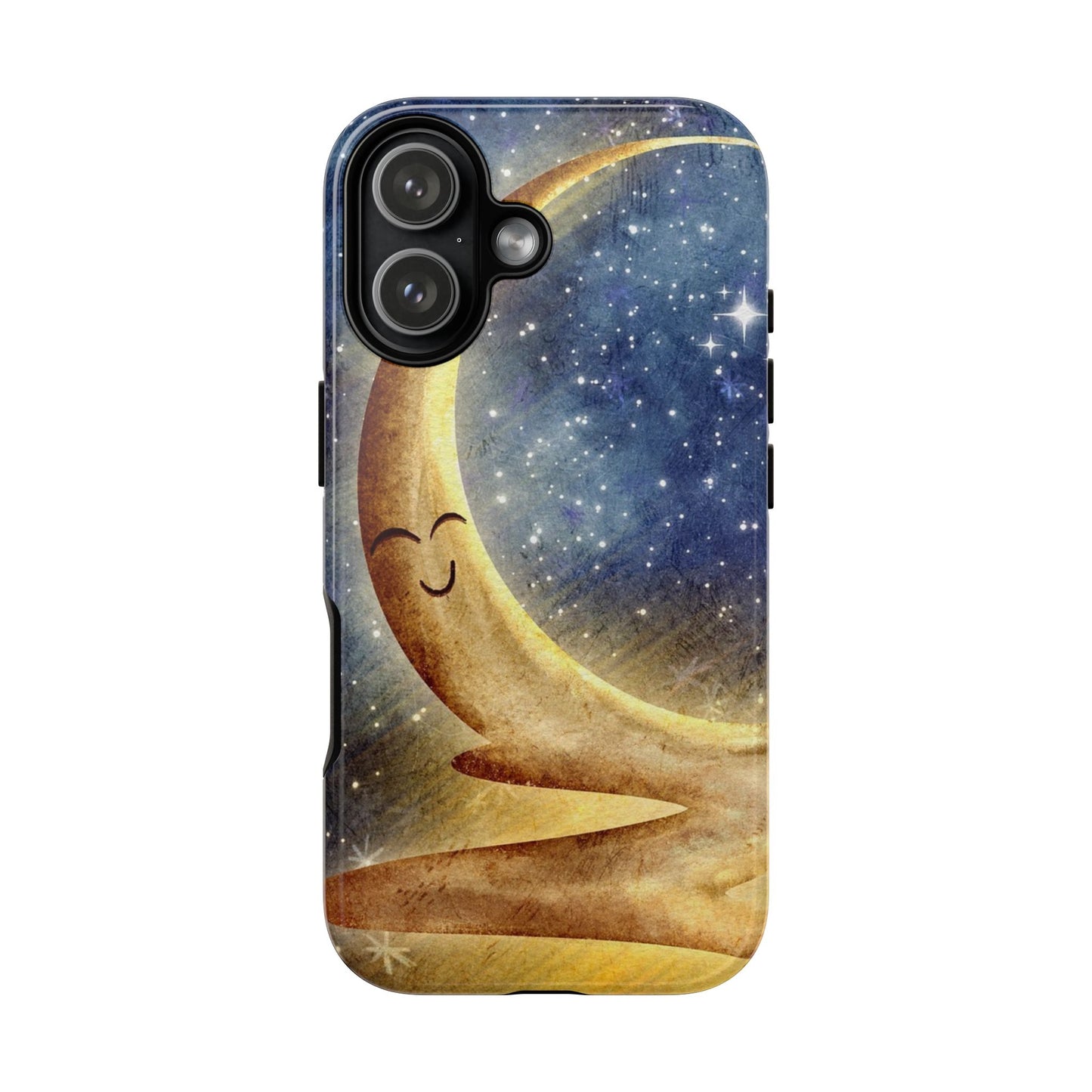 Moonlit Smile Phone Case — Starry Night Crescent Moon iPhone Cover