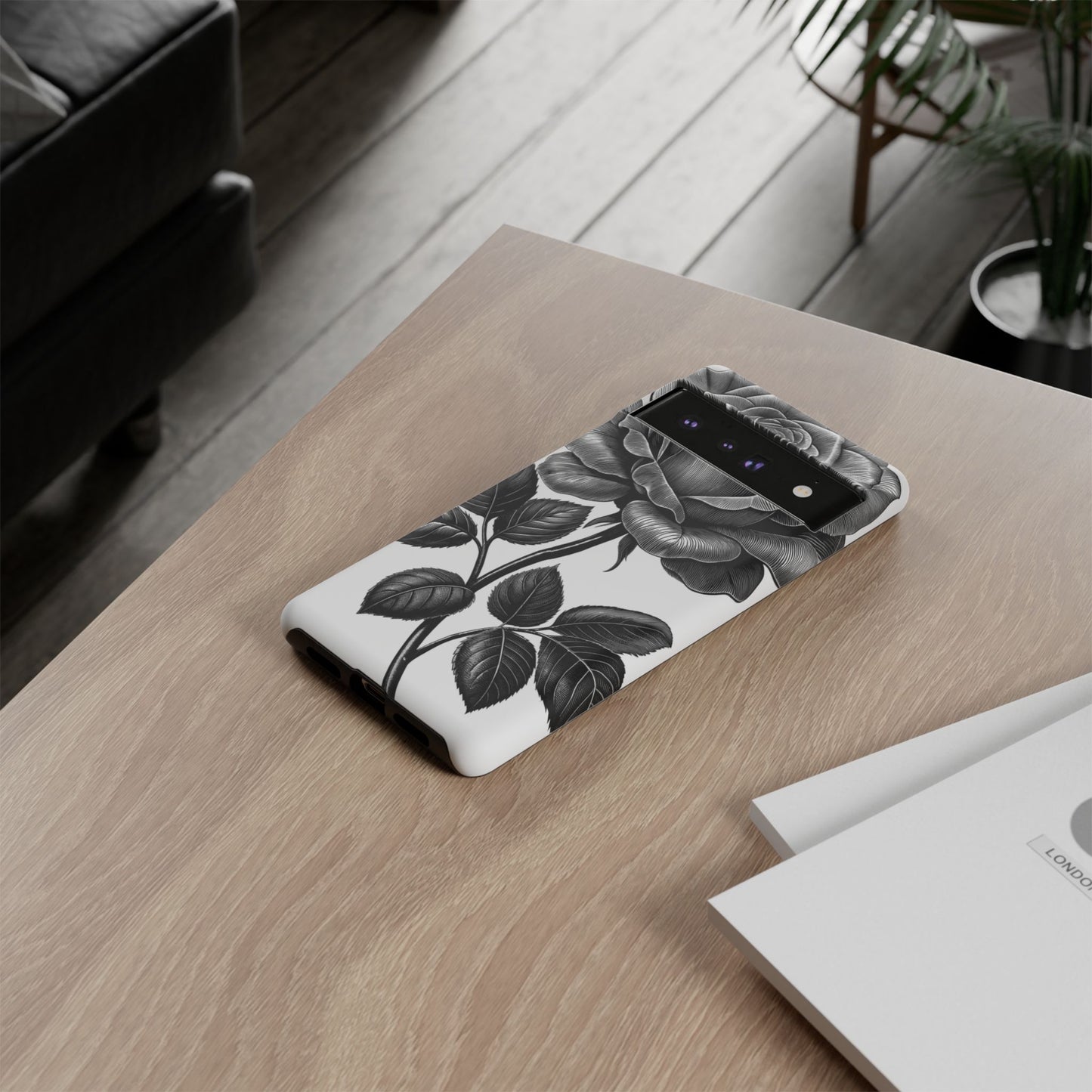 Elegant Floral Phone Case - Tough Cases, Black Rose Design, Floral Phone Cover, Stylish Phone Accessory, Gift for Her, Mother's Day