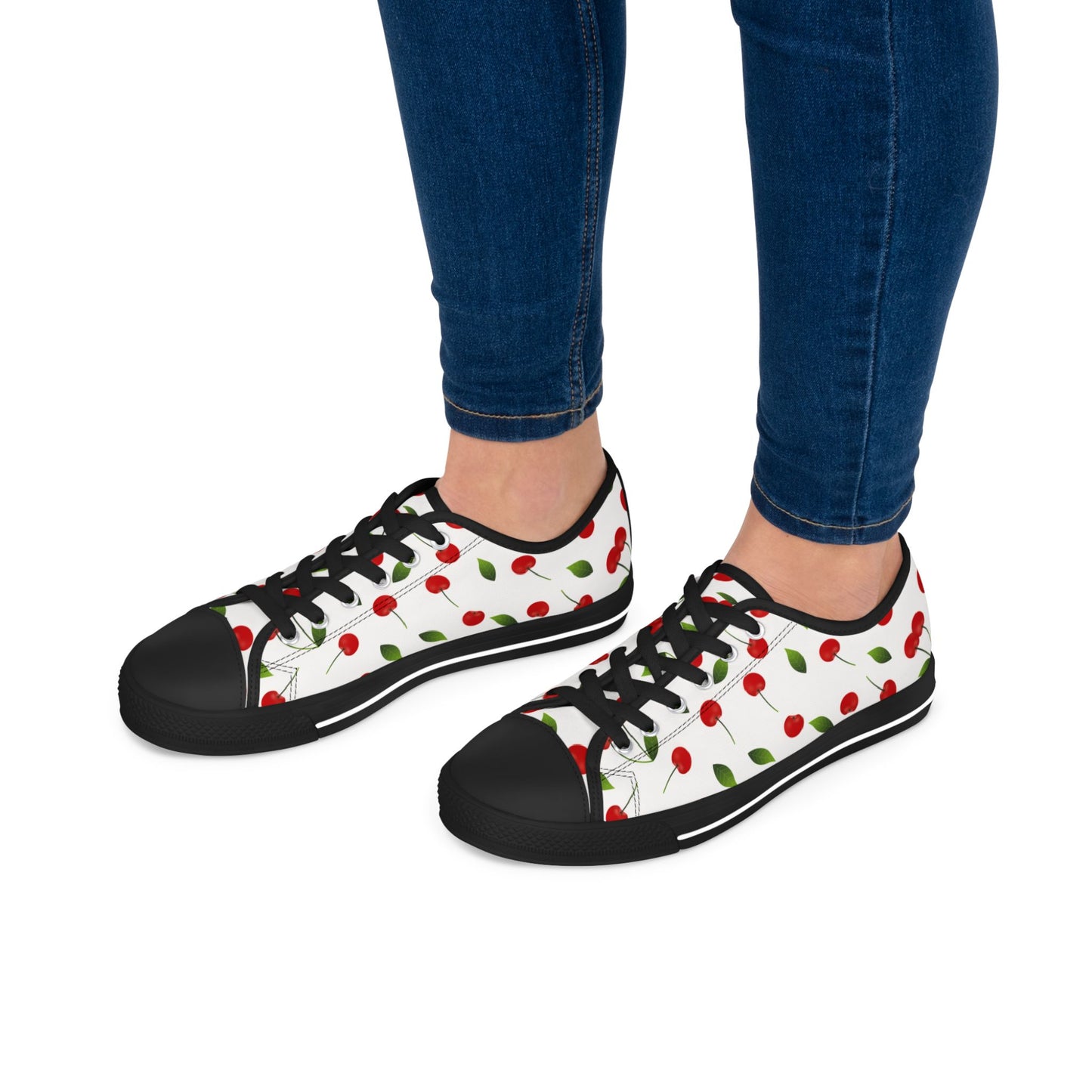 Cherry Print Low Top Sneakers — Women's Cute Summer Casual Shoes