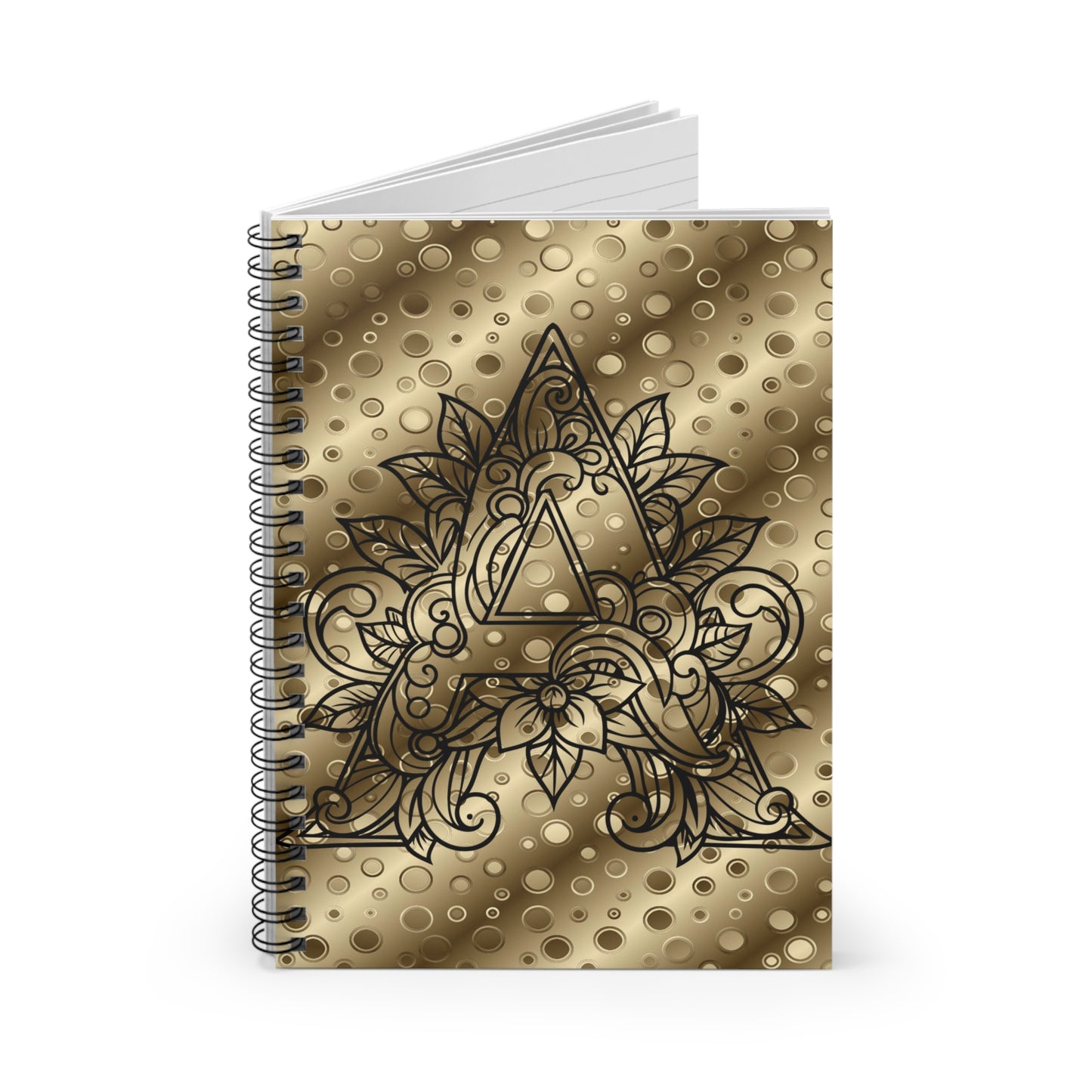 Gold Mandala Monogram A Spiral Notebook — Ruled Journal for Notes & Sketches