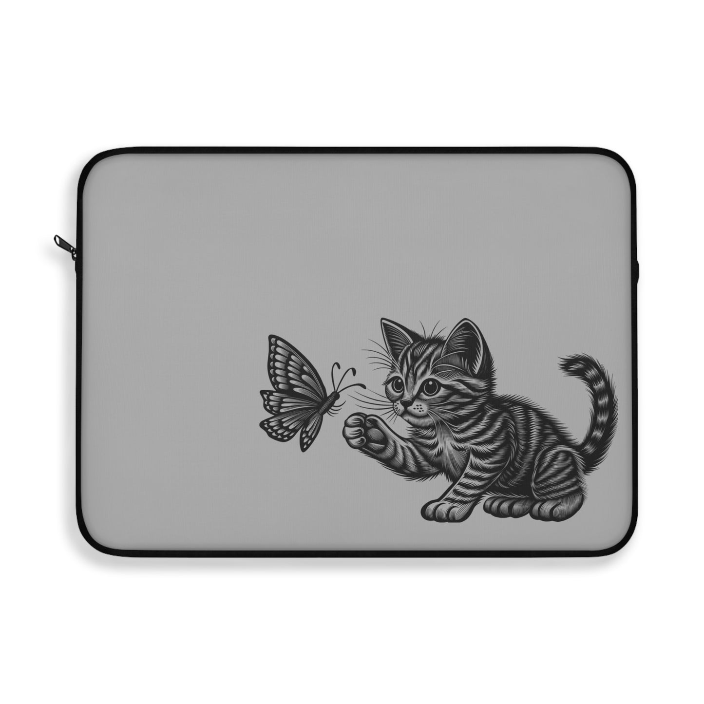 Cute Cat & Butterfly Laptop Sleeve, Animal Lover Gift, Tech Accessory, Cat Mom Gift, Under 35 Gift, Birthday, Home Office Decor