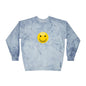 Cheerful Tie-Dye Crewneck Sweatshirt | Smiley Face Unisex Sweatshirt for Casual Style, Gift for Friends, Fall Fashion, Smile Gear