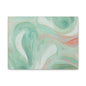 Abstract Green Marble Canvas Print — Teal & Coral Swirl Wall Art