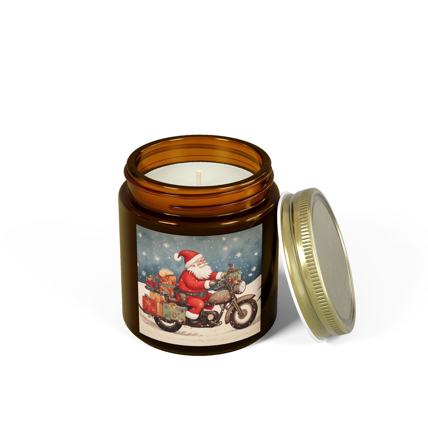 Festive Scented Candles | Santa on Motorcycle | Holiday Decor, Gift, Aromatherapy, Home Fragrance, Christmas Decoration