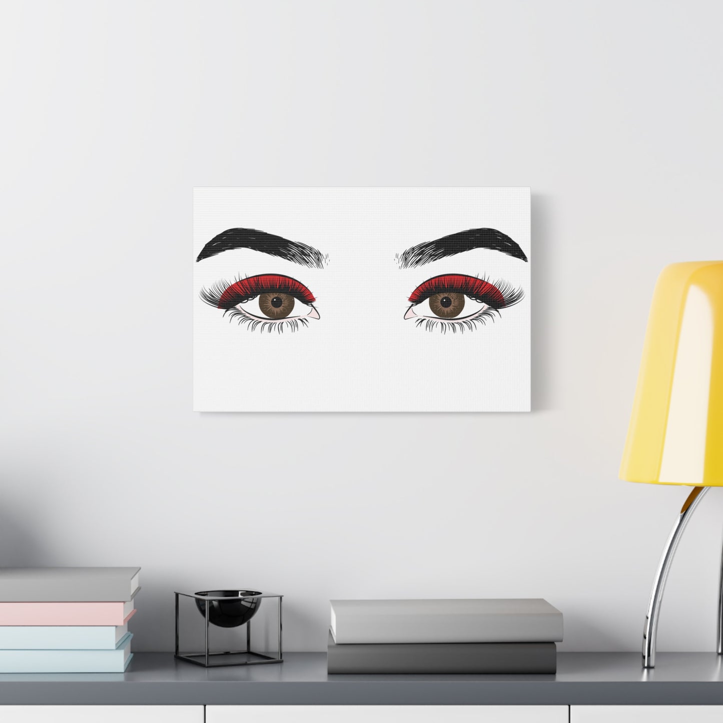 Red Lashes Wall Art Canvas — Glam Eyes Makeup Decor