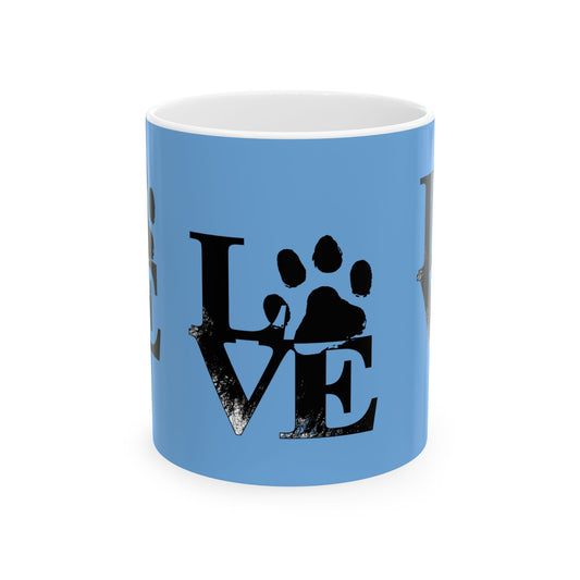 Paw Print Love Mug, Dog Lover Gift, Pet Owner Coffee Cup, Animal Rescue Mug, Cute Pet-Themed Drinkware