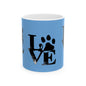 Paw Print Love Mug, Dog Lover Gift, Pet Owner Coffee Cup, Animal Rescue Mug, Cute Pet-Themed Drinkware