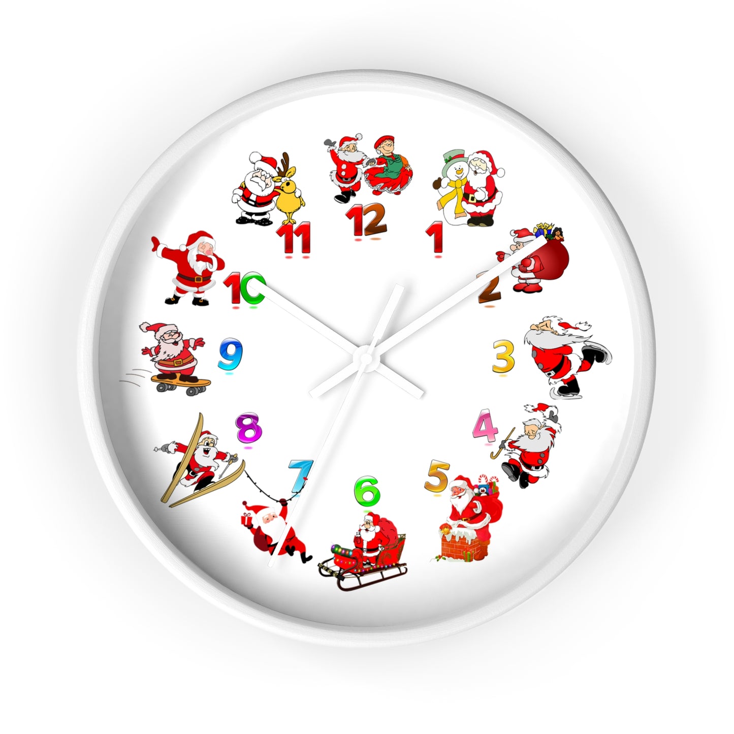 Festive Santa Wall Clock, Christmas Decor, Holiday Home Accent, Gift for Kids, Fun Timepiece, Seasonal Clock, Xmas Decoration