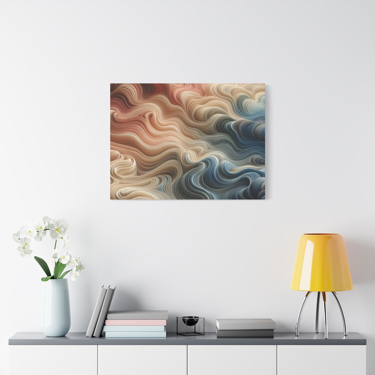 Abstract Swirl Matte Canvas Wall Art — Fluid Earth Tones, Stretched 1.25"