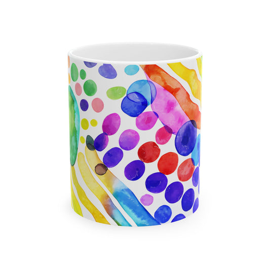 Colorful Watercolor Pattern Ceramic Mug -Gift for Birthdays, Art Enthusiasts