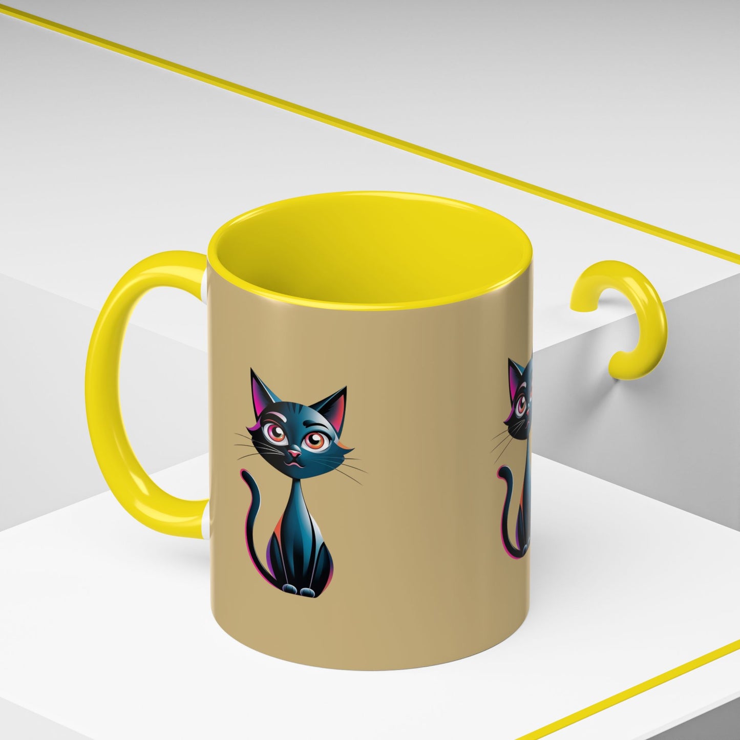Cute Cat Accent Coffee Mug - Perfect for Cat Lovers, Gift for Birthdays, Home Decor, Animal Enthusiasts, Fun Kitchenware