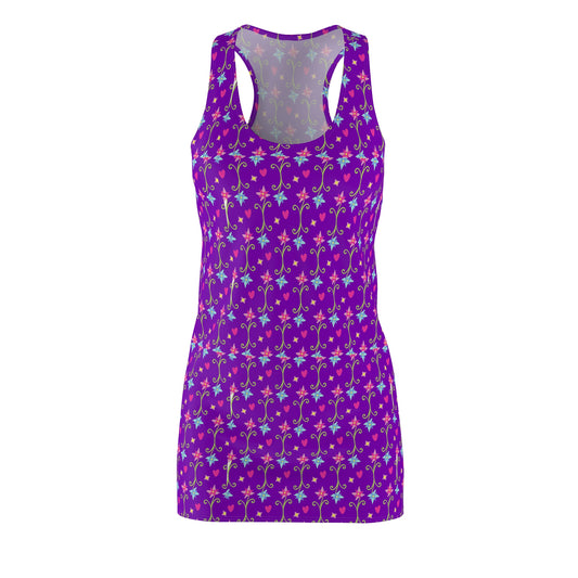 Vibrant Floral Women's Racerback Dress, Summer Outfit, Casual Dress, Beachwear, Festival Fashion, Stylish Sundress