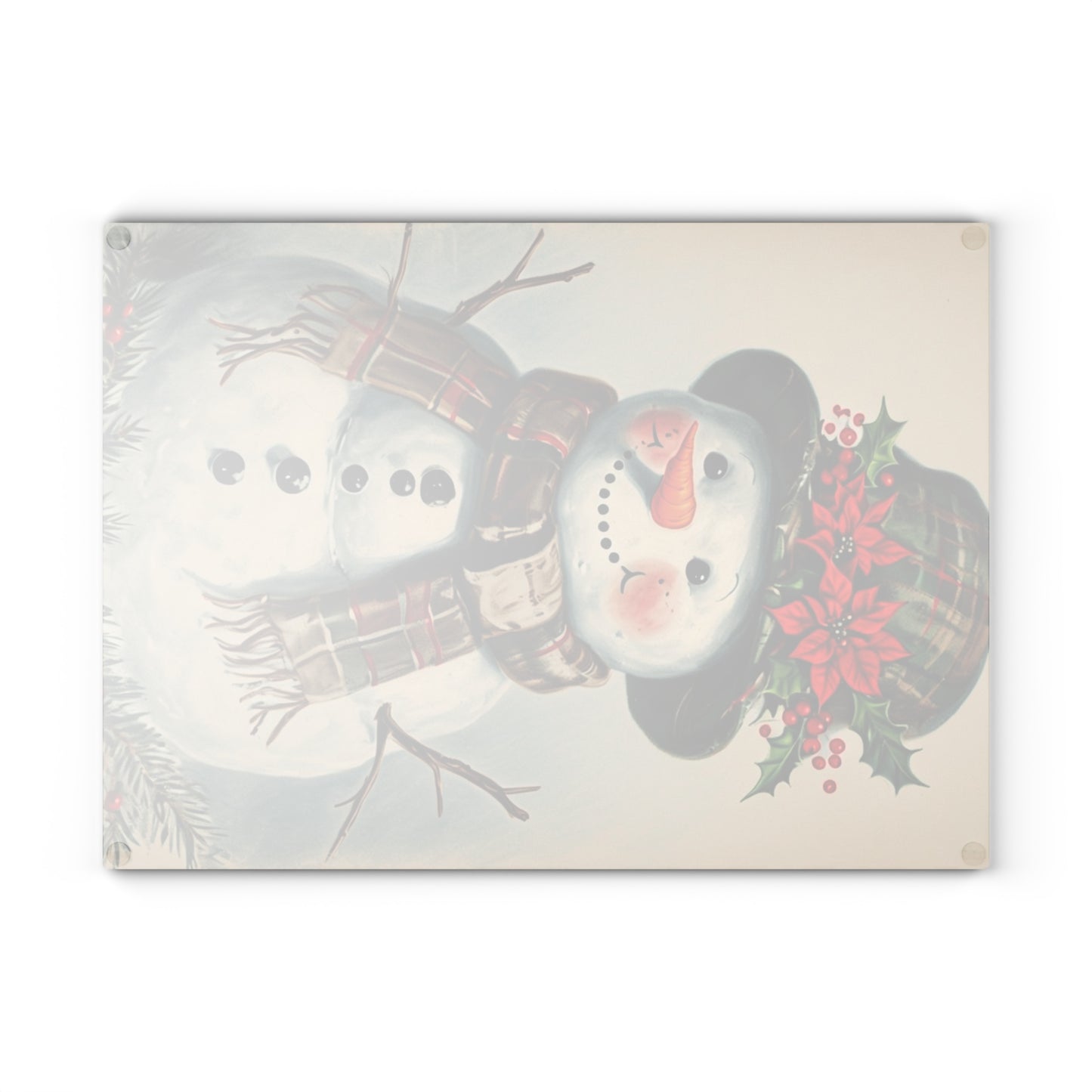 Snowman Glass Cutting Board — Festive Holiday Kitchen Decor & Serving Board