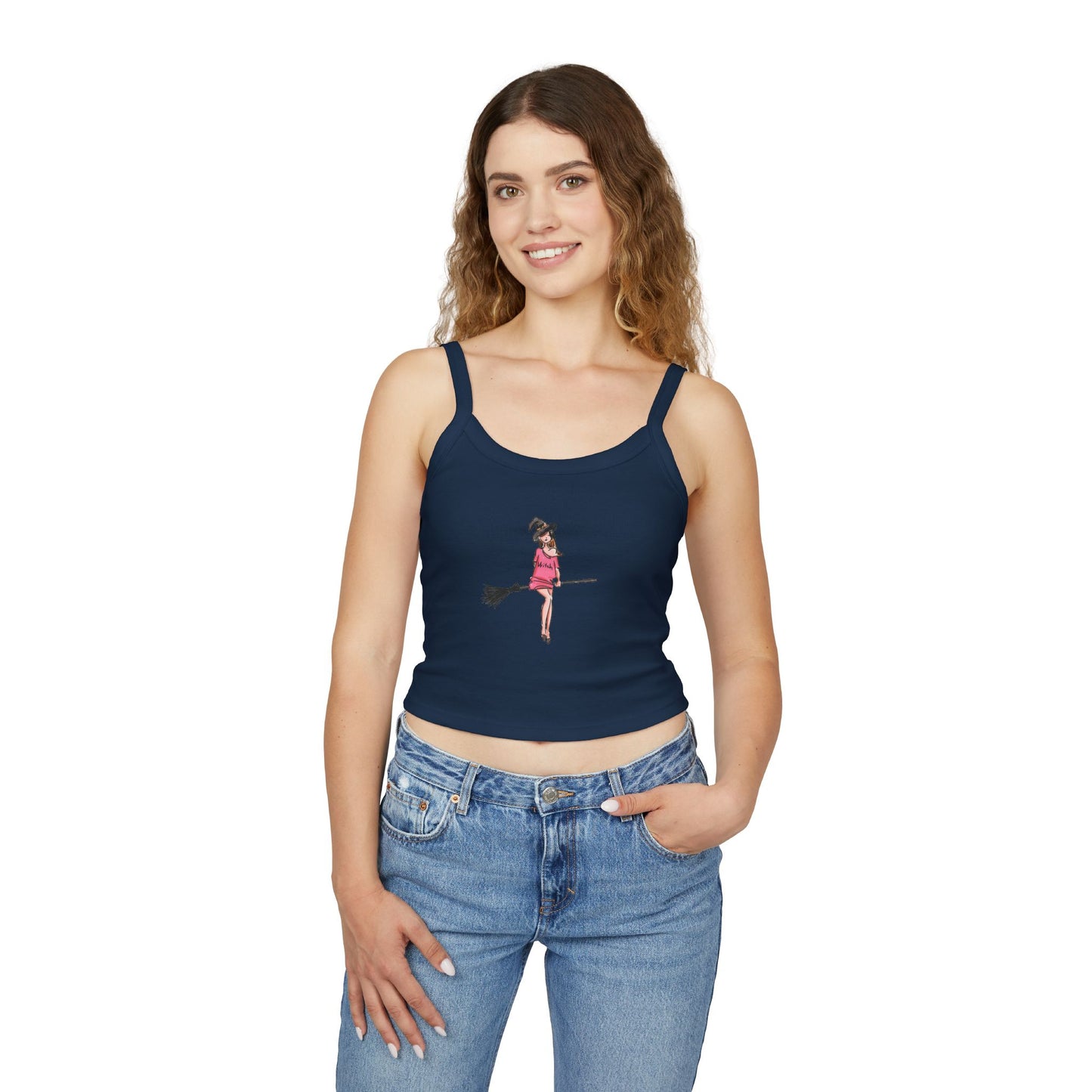 Witchy Spaghetti Strap Tank Top - Fun Summer Wear, Casual Party Top, Perfect for Halloween, Gifts for Friends, Everyday Fashion