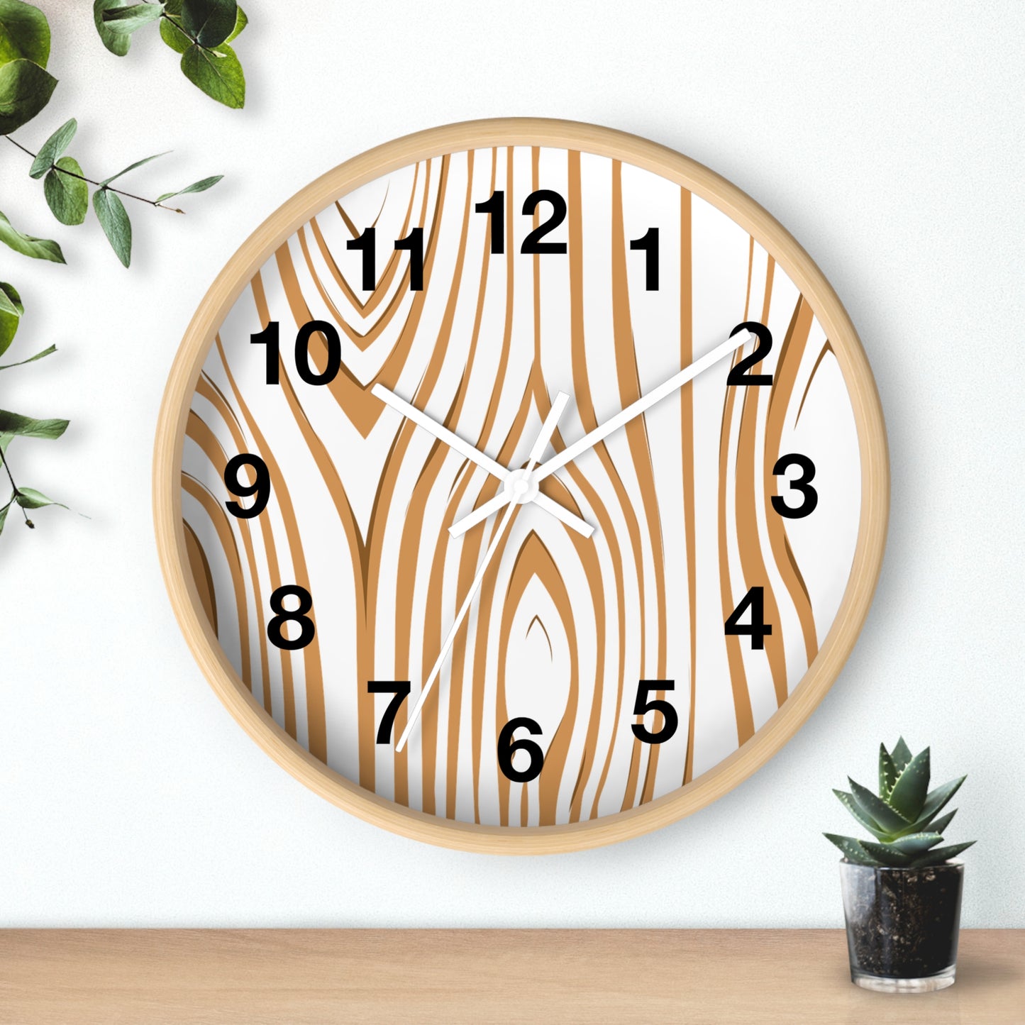 Rustic Wood Grain Wall Clock, Home Decor Clock, Modern Timepiece, Gift for Her, Unique Wall Art, Kitchen Clock, Natural Style Decoration