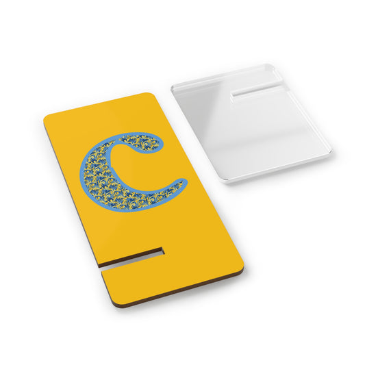 Monogram C Phone Stand — Yellow Floral 'C' Mobile Display Holder
