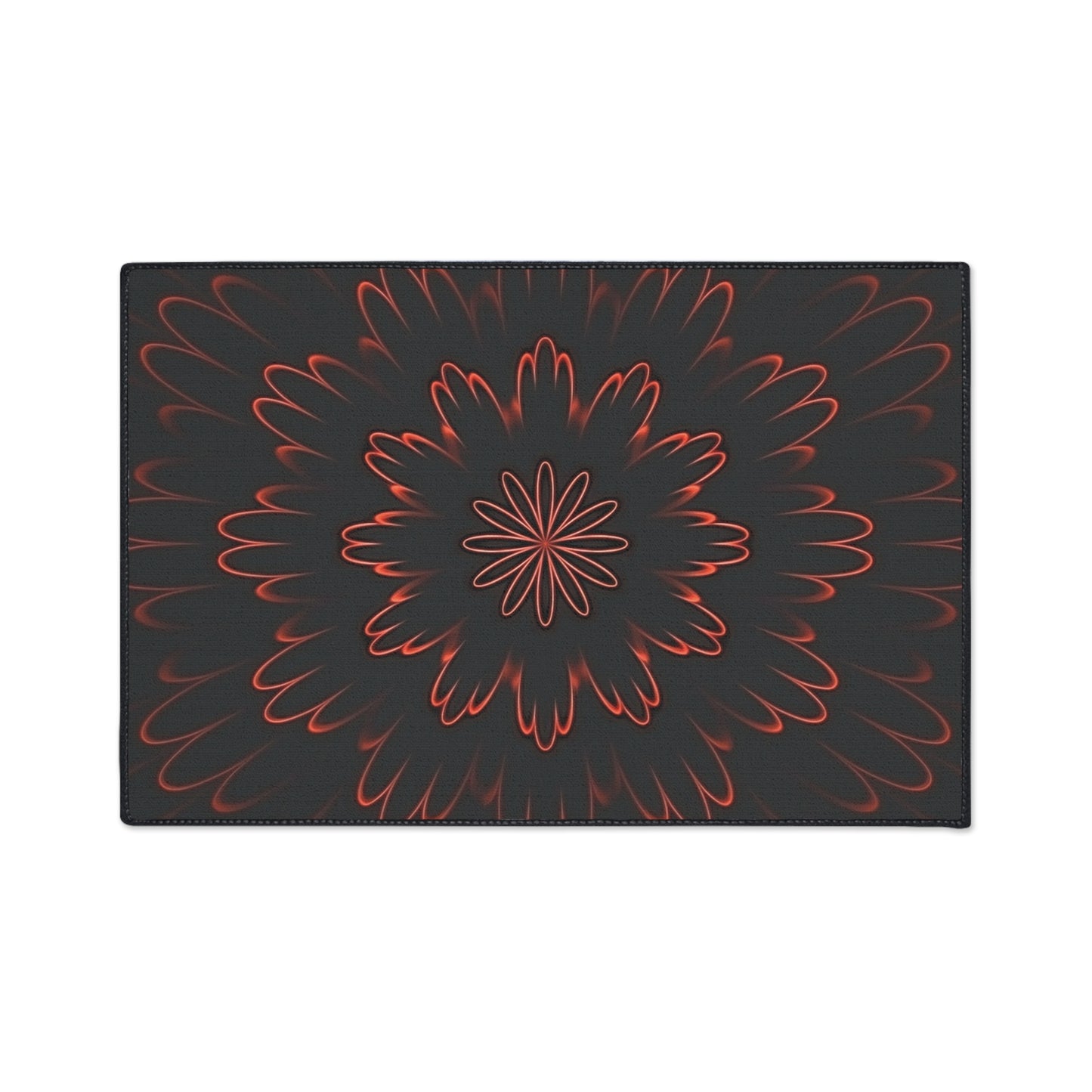 Floral Mandala Heavy Duty Floor Mat — Dark Red Radiant Entry Rug