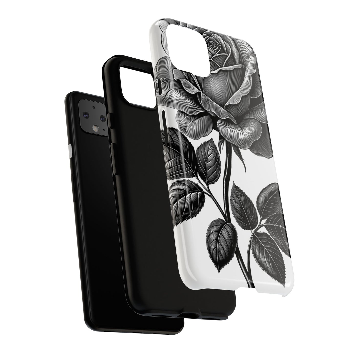 Elegant Floral Phone Case - Tough Cases, Black Rose Design, Floral Phone Cover, Stylish Phone Accessory, Gift for Her, Mother's Day