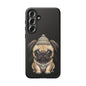 Pug Phone Case – Cute Pug Puppy Illustration on Black Tough Case