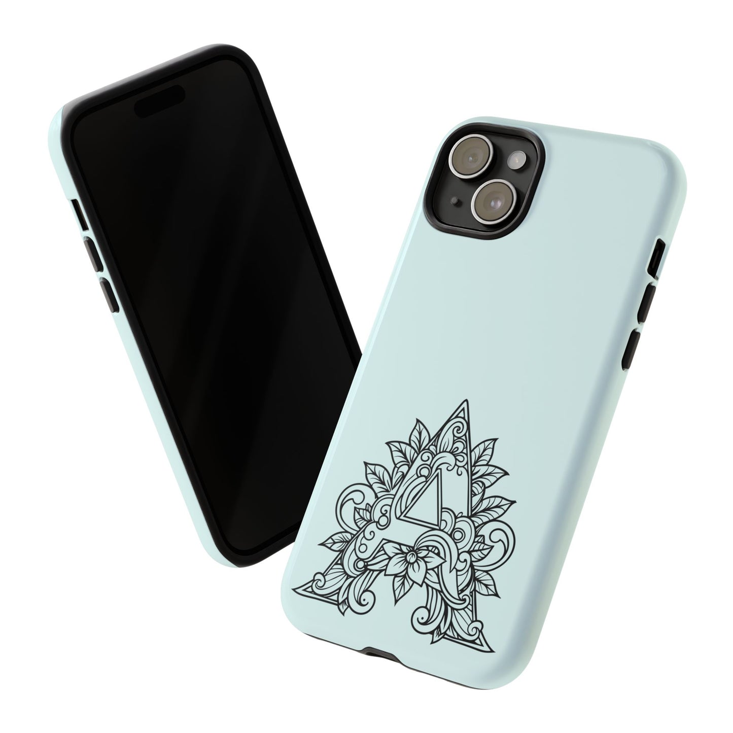 Personalized Tough Phone Case, Floral Monogram Cell Phone Cover, Custom Protective Case, Unique Gift, Birthday, Graduation