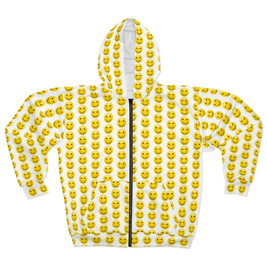Smiley Face Zip Hoodie | Unisex Hoodie, Casual Wear, Trendy Sweatshirts, Gifts for Friends, Happy Vibes Clothing