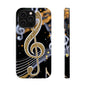 Music Notes Magnetic Impact-Resistant Phone Case — Gold Treble Clef Design
