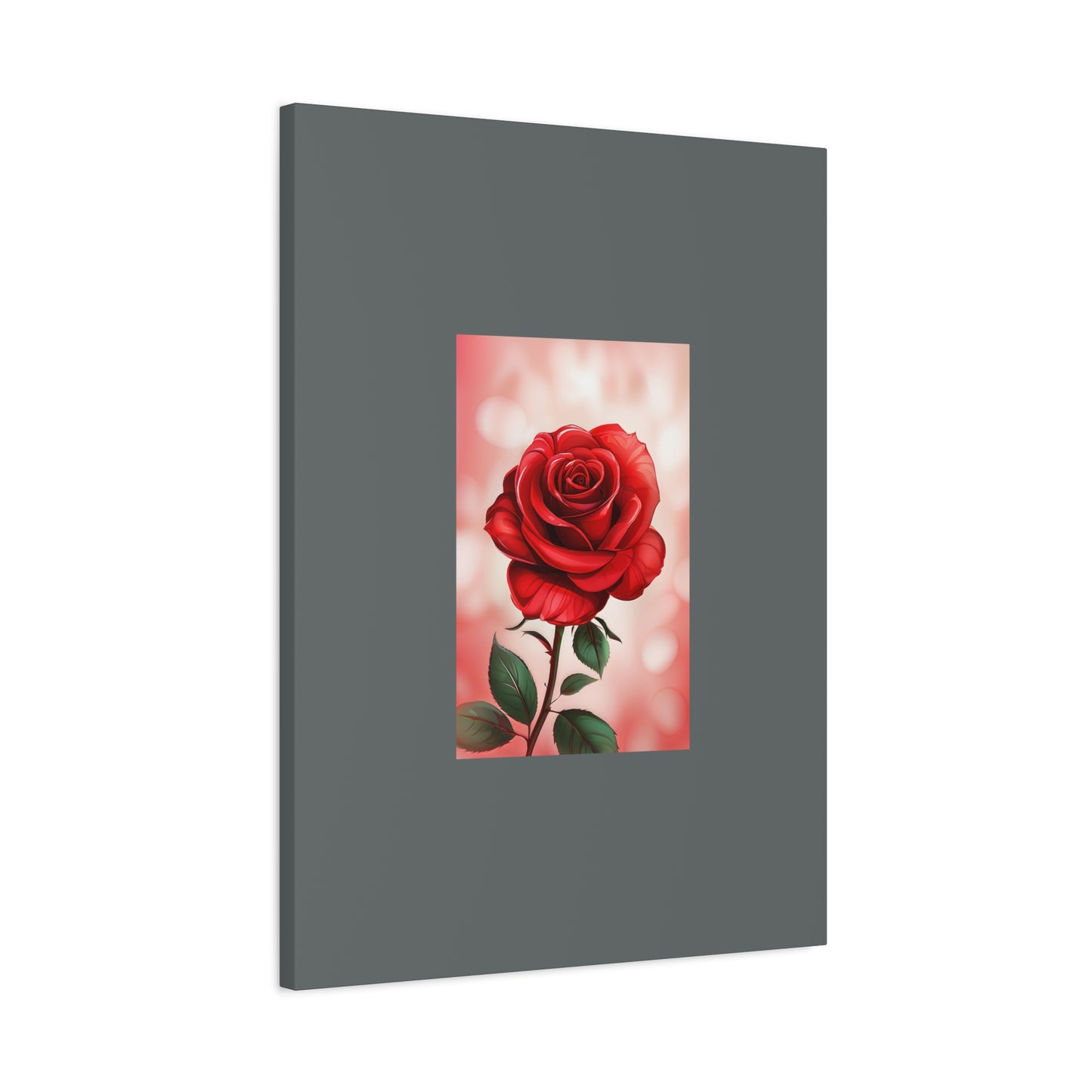 Red Rose Vertical Matte Canvas Print — Romantic Floral Wall Art