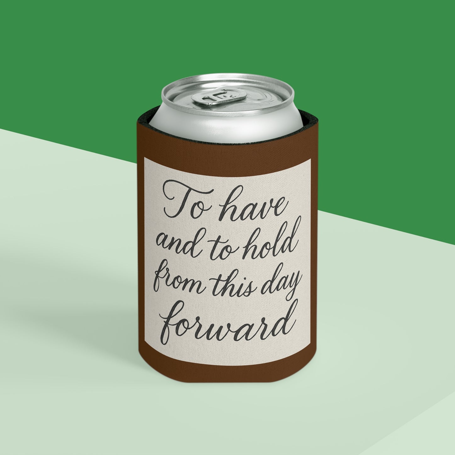 Rustic Wedding Can Cooler | Bridal Shower Favor, Cozies for Guests, Unique Gift, Toast to Love, Engagement Party Keepsake