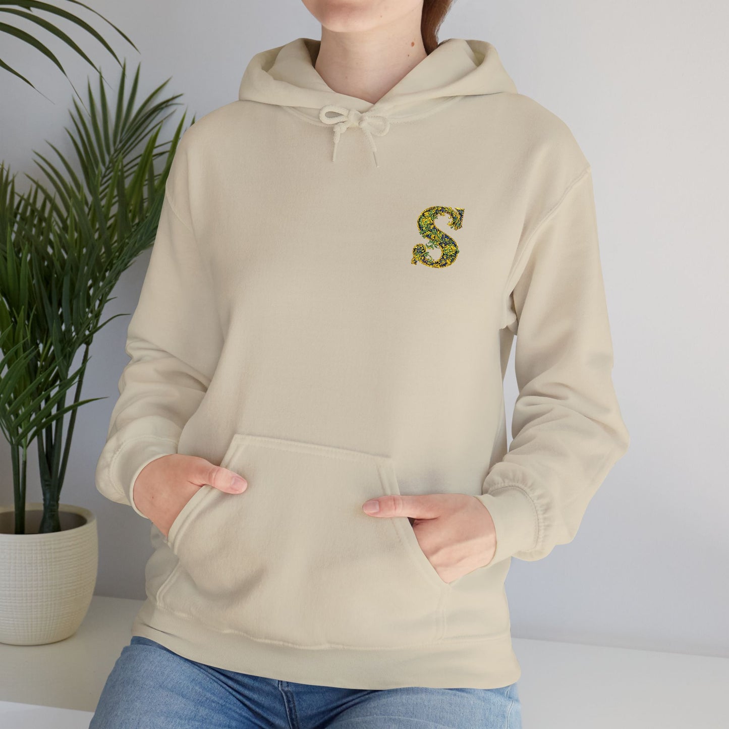Floral S Initial Hoodie — Monogrammed Flower Letter Sweatshirt