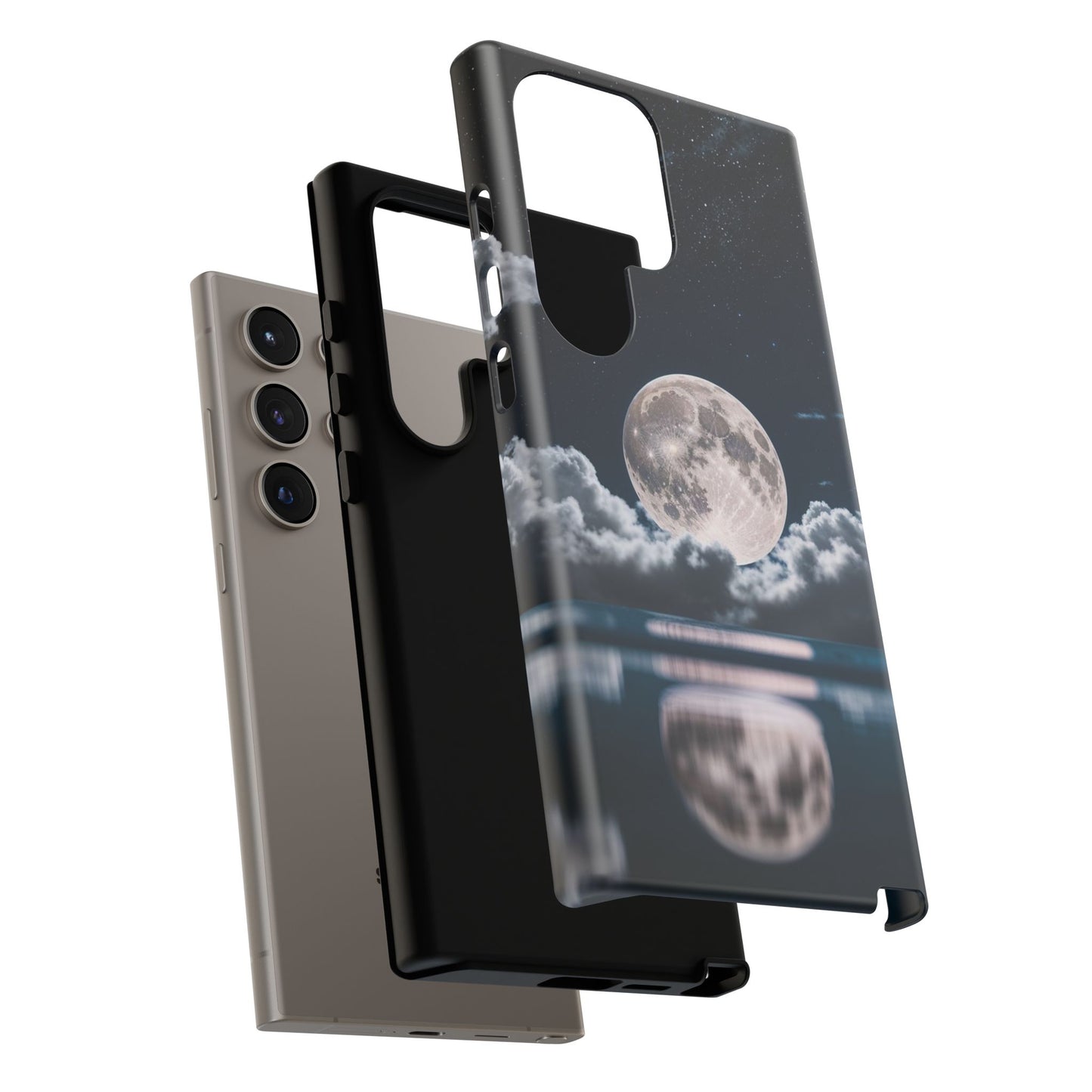 Moonlit Reflection Phone Case — Night Sky Moon & Clouds Tough Case
