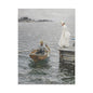 Seaside Stroll Canvas Print — Vintage Woman & Rowboat Matte Stretched Art 1.25"