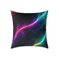 Neon Aurora Abstract Square Pillow — Vibrant Cosmic Decorative Throw Pillow