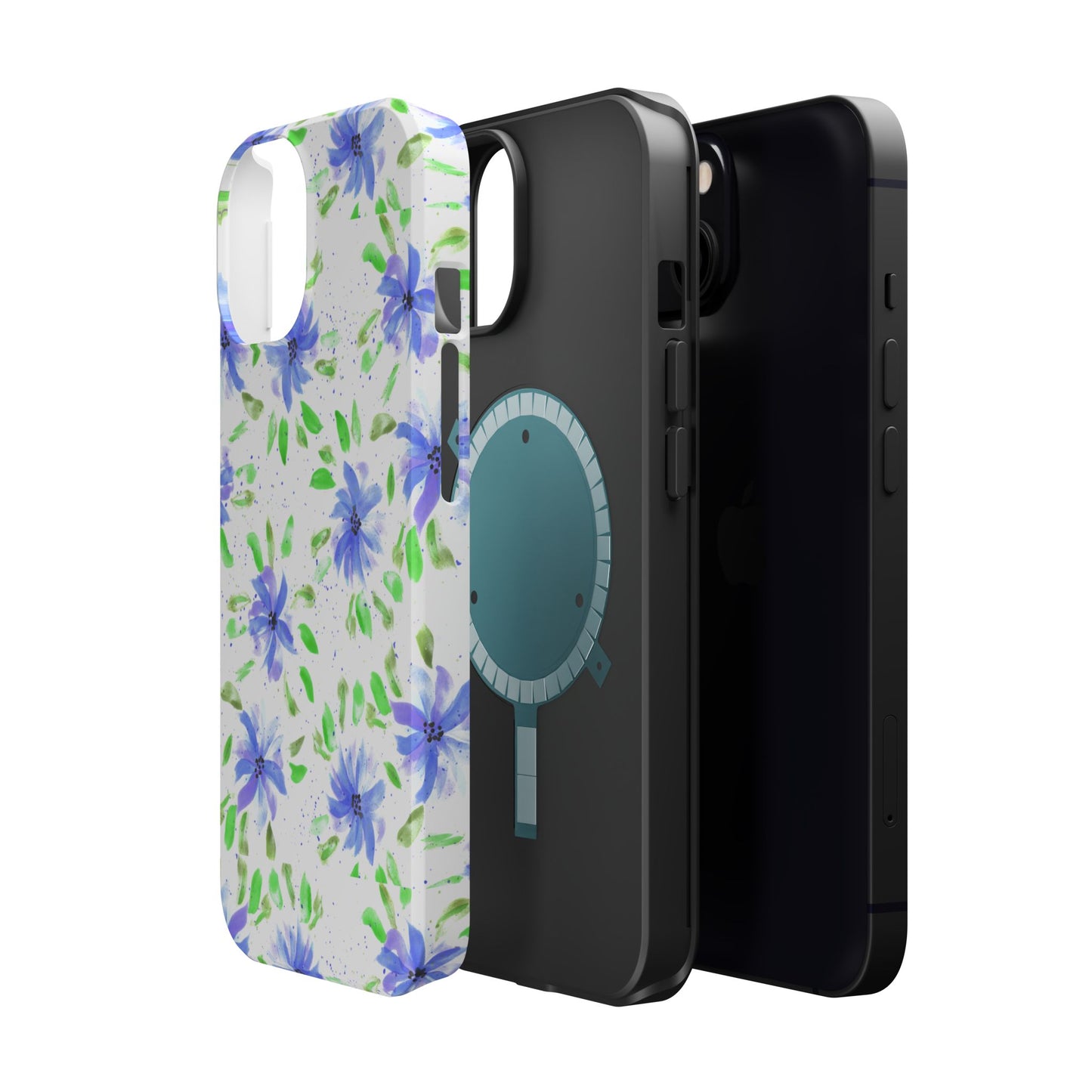 Floral Blue Watercolor Phone Case — Magnetic Impact-Resistant