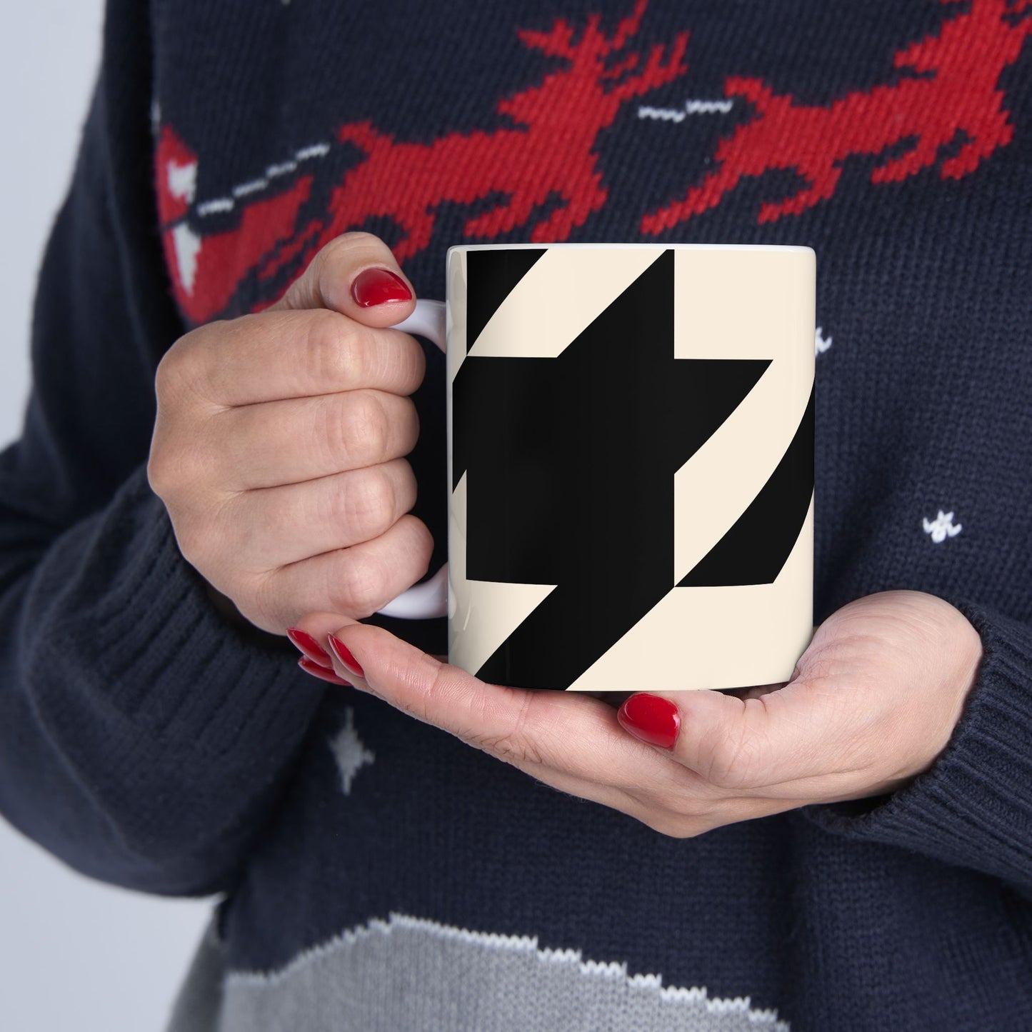 Modern Geometric Ceramic Mug, Stylish Coffee Cup, Gift for Her, Office Decor, Unique Kitchenware, Contemporary Design