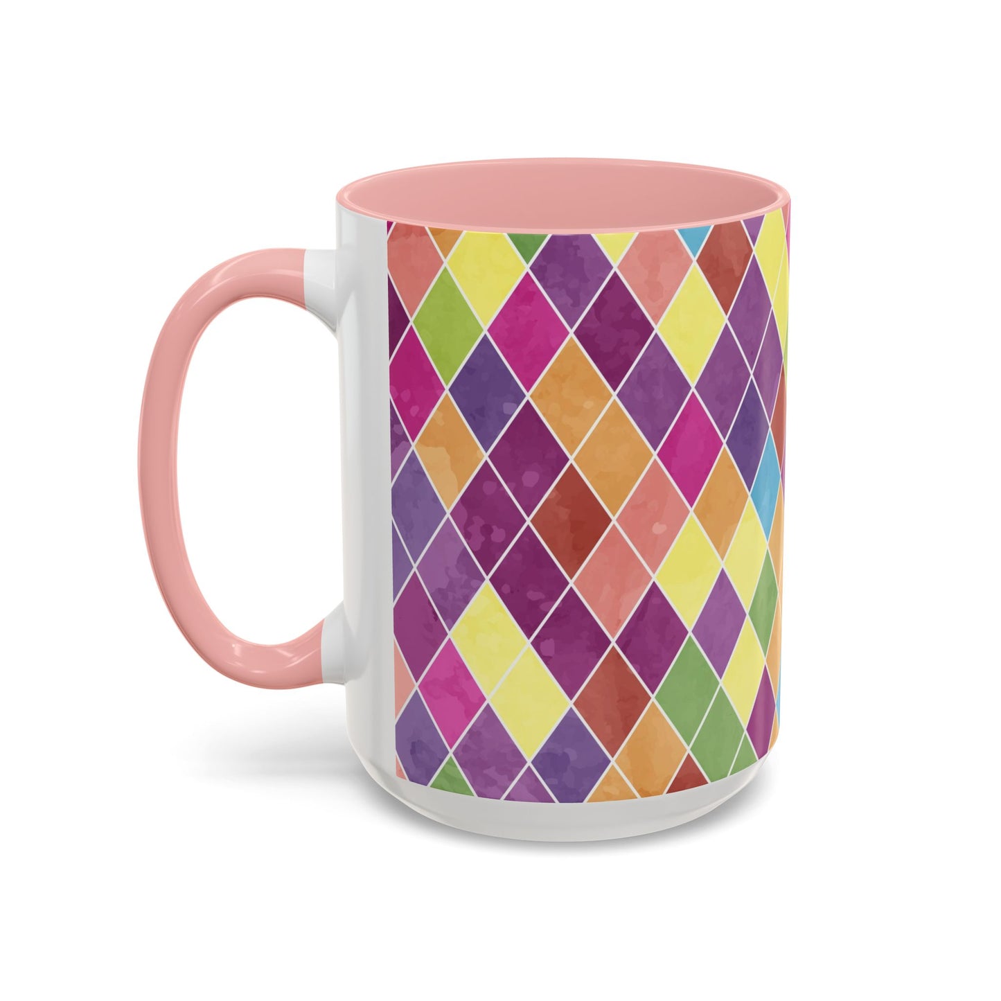 Colorful Diamond Pattern Coffee Mug, Coffee Lover Gift, Bright Kitchen Decor, Artistic Mug, Vibrant Drinkware
