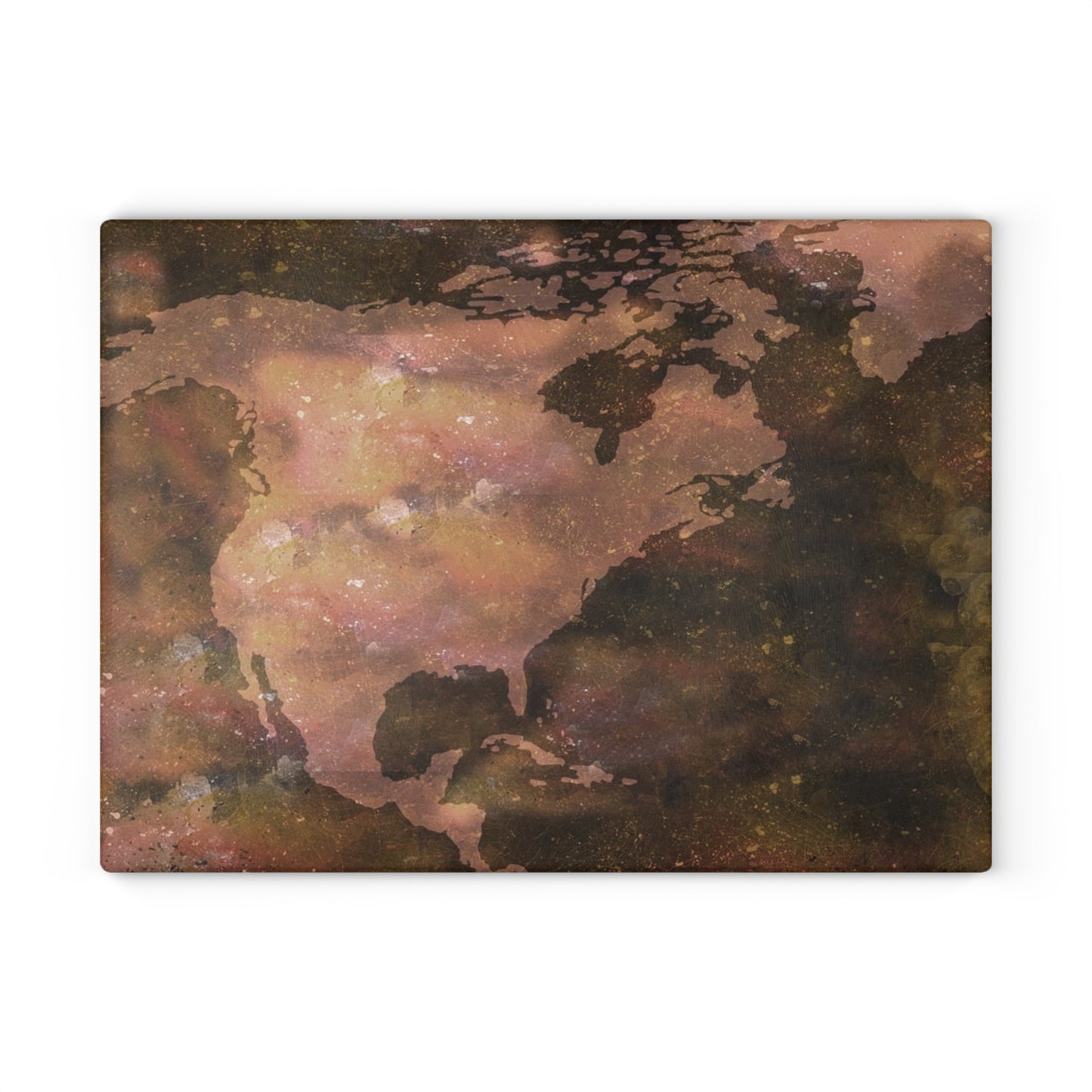 World Map Glass Cutting Board – Vintage Earthtone Kitchen Cutting Board