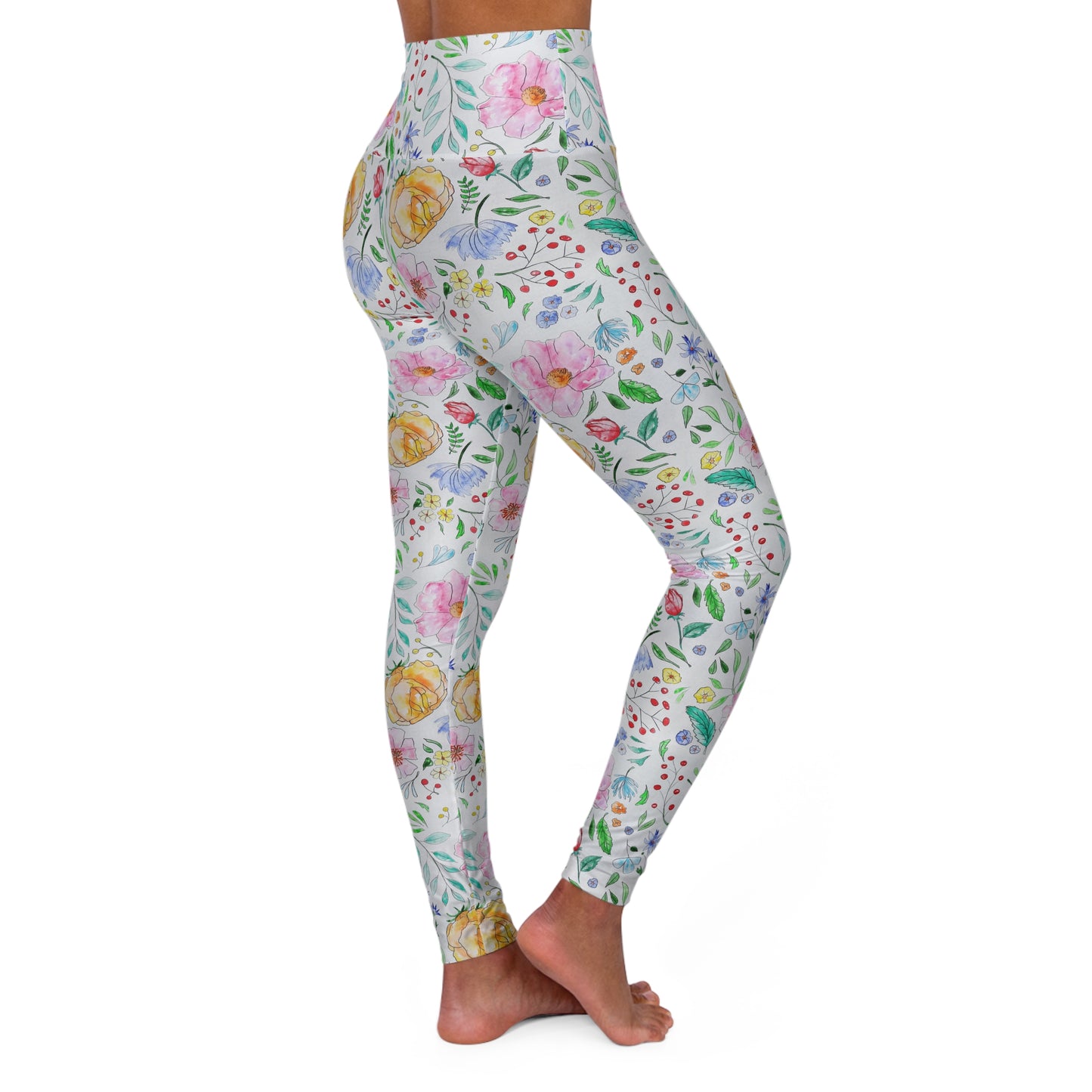 Floral High Waisted Yoga Leggings, Fitness Wear, Activewear, Workout Leggings, Gift for Yogis, Spring Fashion