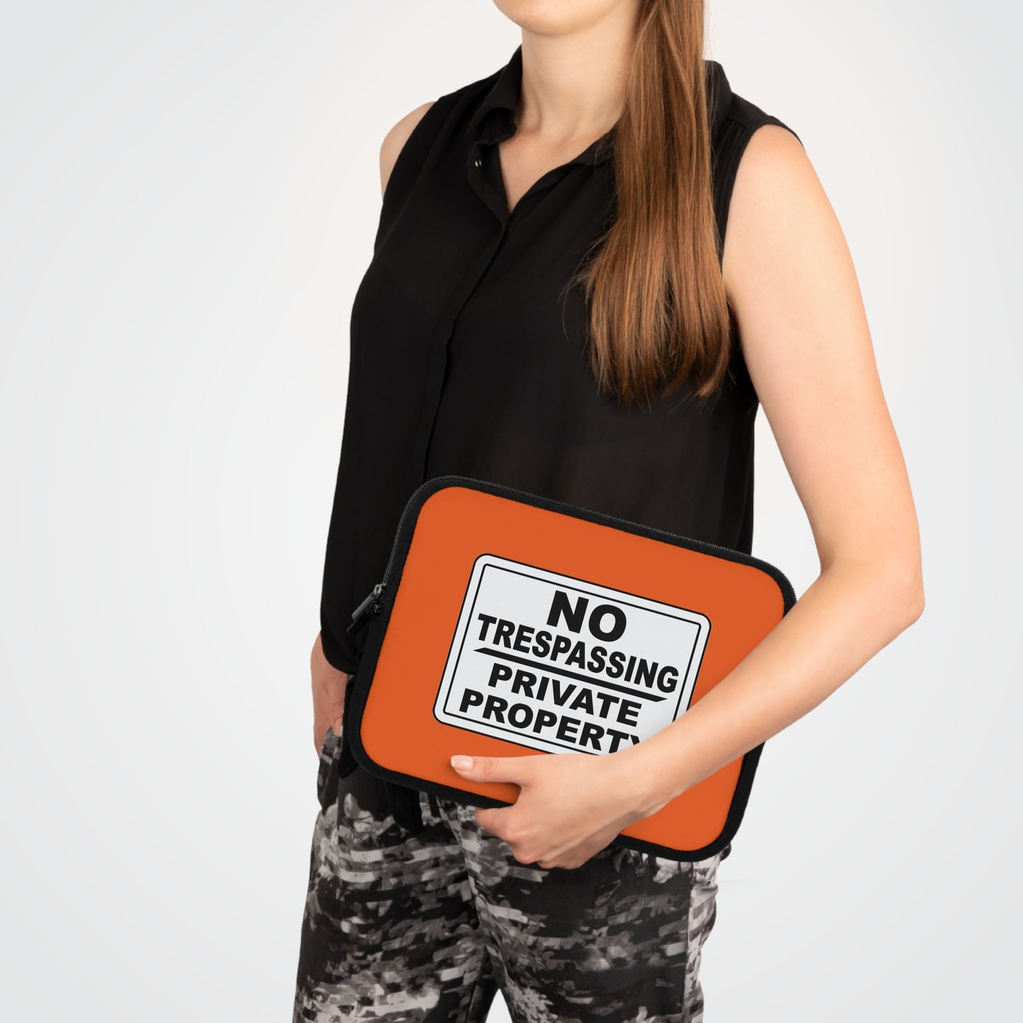 Bold Statement Laptop Sleeve - No Trespassing Design, Tech Accessory, Gift Idea, Modern Decor, Secure Storage