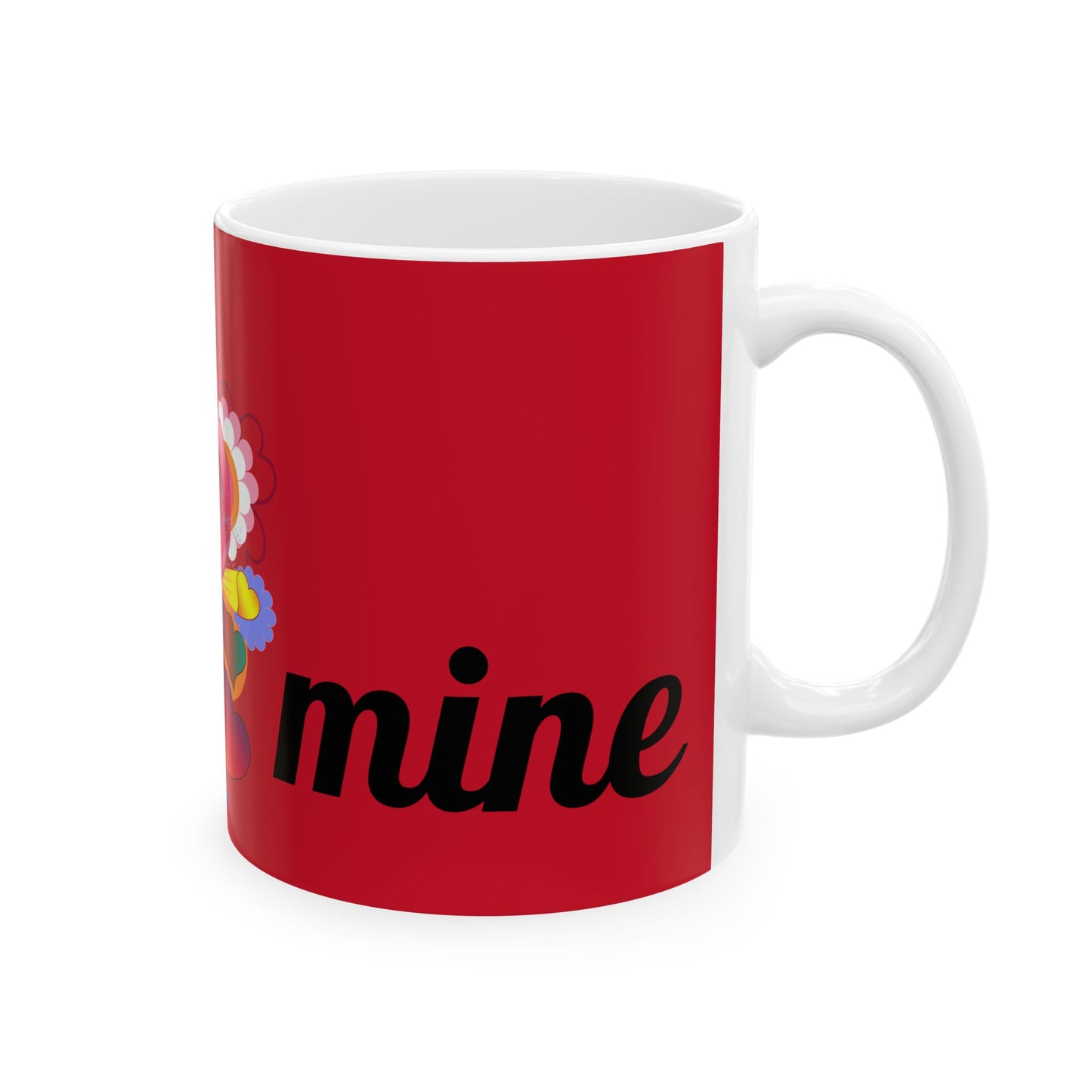 Valentine Heart Bouquet Ceramic Mug — 'Be Mine' Red Romantic Coffee Cup (11oz/15oz)