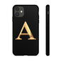 Custom Phone Case with Gold Letter A, Monogrammed Gift, Tough Protective Case, Personalized Phone Accessory, Unique Phone Cover