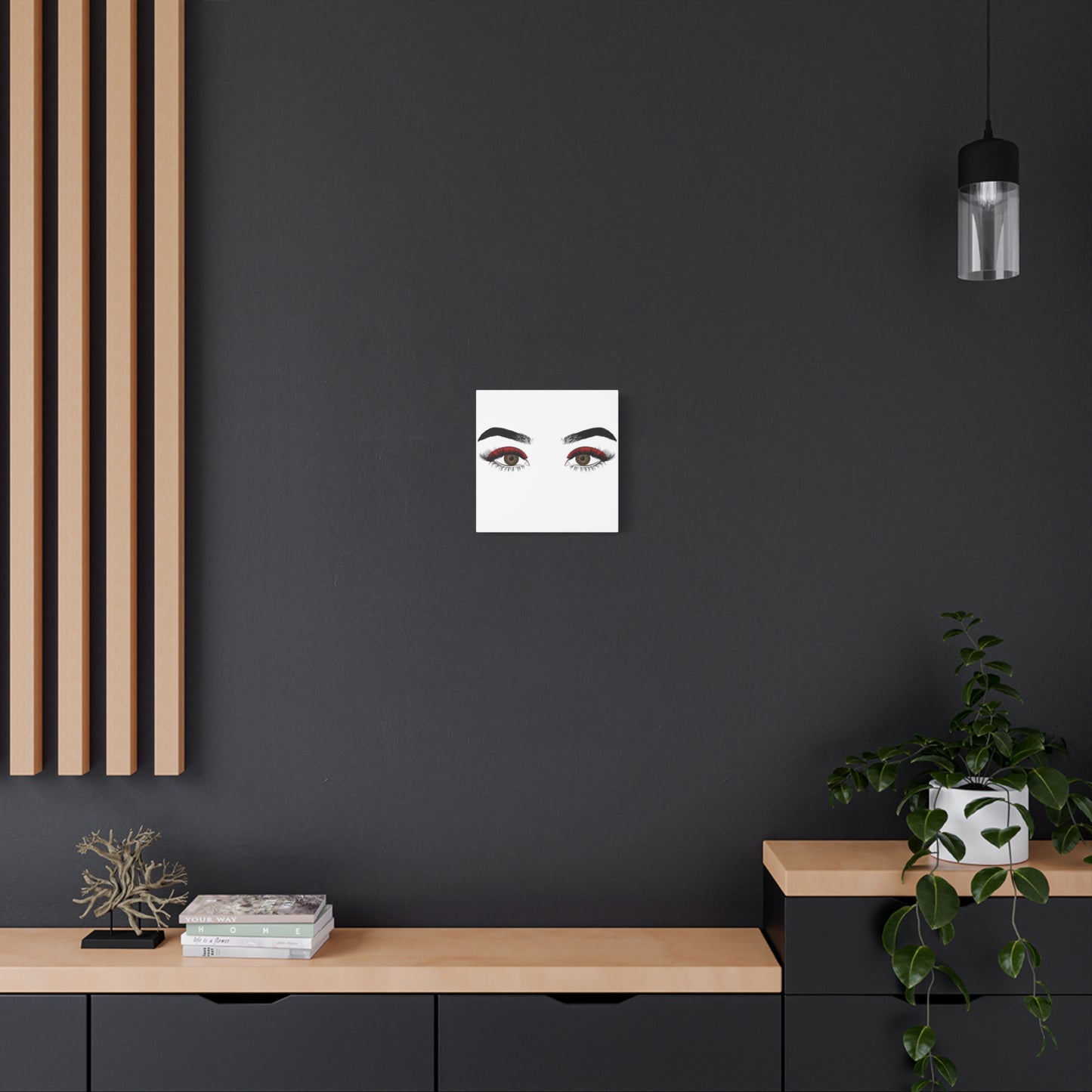 Red Lashes Wall Art Canvas — Glam Eyes Makeup Decor