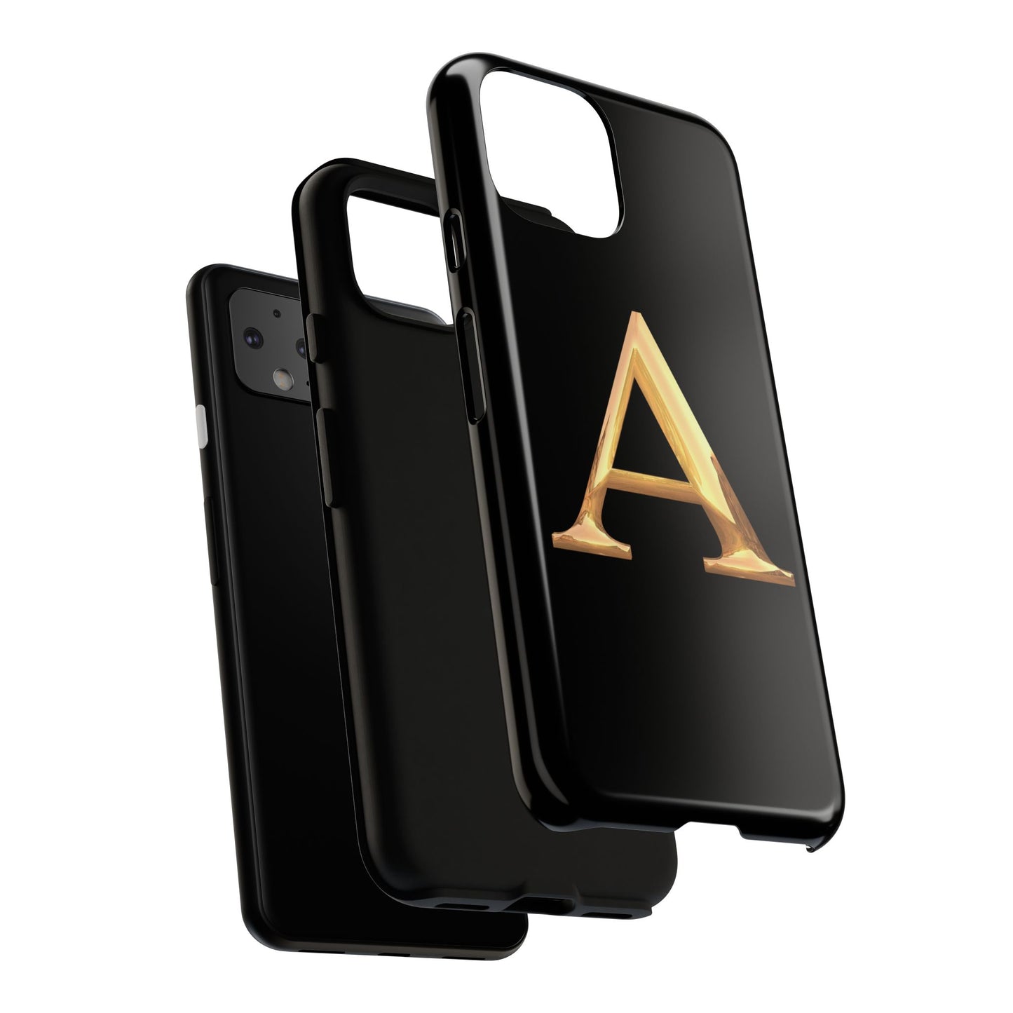 Custom Phone Case with Gold Letter A, Monogrammed Gift, Tough Protective Case, Personalized Phone Accessory, Unique Phone Cover