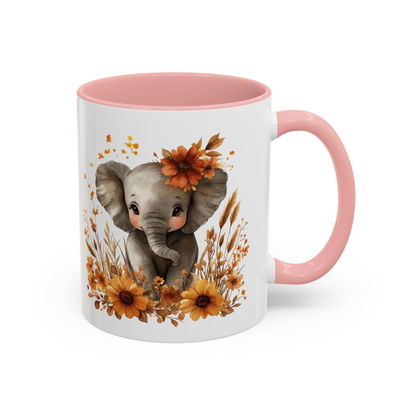 Adorable Elephant Floral Coffee Mug, Cute Animal Mug, Coffee Lover Gift, Kids Mug, Baby Shower Decor
