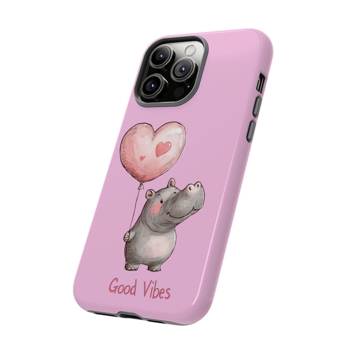 Cute Hippo Phone Case | Good Vibes, Gift for Friends, Cute Phone Accessories, Animal Lover Gift, Happy Phone Cover